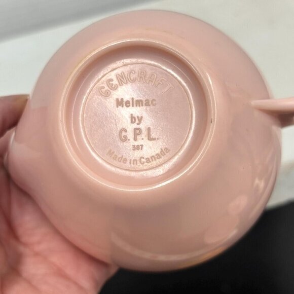 Vintage MELMAC Pink Creamer and Sugar Bowl Canadian Melamine Mid-century Canada - Picture 6 of 9